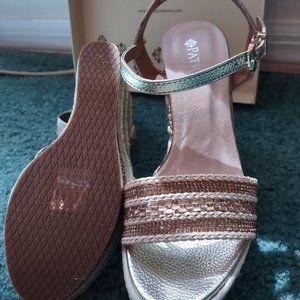 A steal at this price!Sexy Metallic espadrille wedge in gold, browns. NIB.